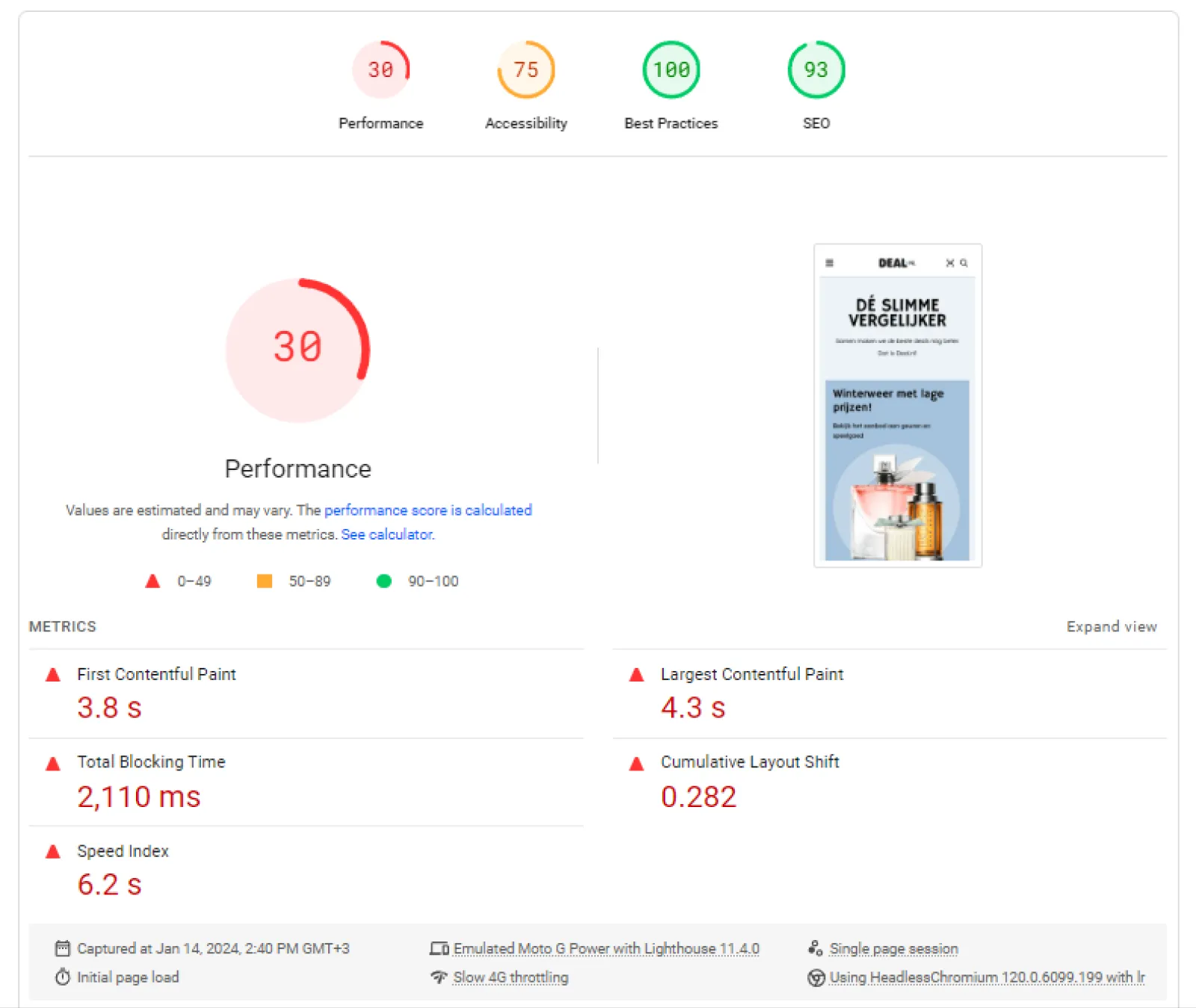 PageSpeed Insights for the production Nuxt app